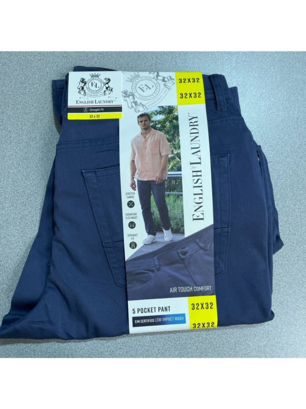 NWT English Laundry Men's 32x32 5-Pocket Straight Fit Pants Stretch Fabric Navy - Picture 3 of 11